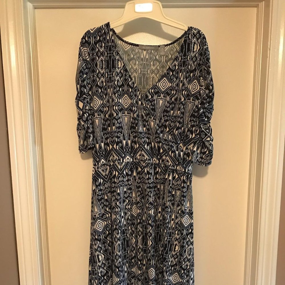NY Collection 3/4 sleeve elastic waist dress
